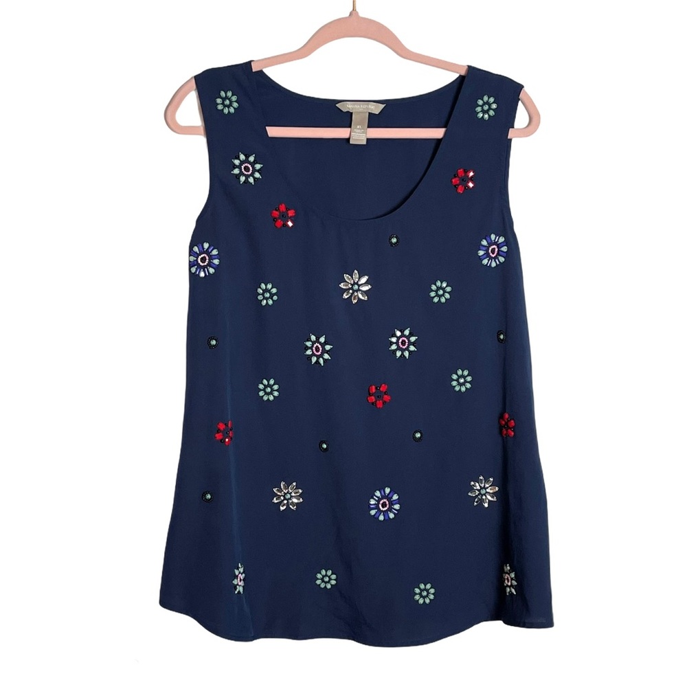 Banana Republic embellished sleeveless navy top